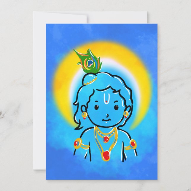 Cute Little Krishna Art Wall Poster Invitation (Front)