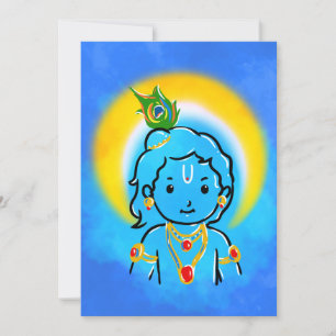 Cute Little Krishna Art Wall Poster Invitation