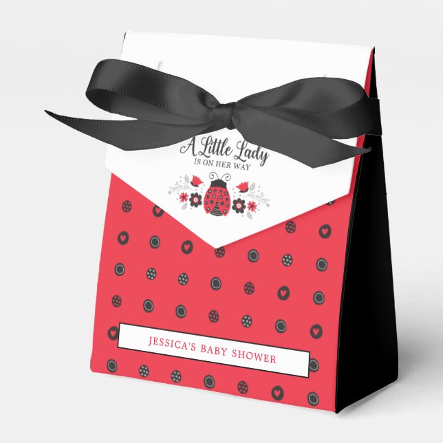 Cute Little Lady Ladybug Baby Shower Favour Box (Front Side)