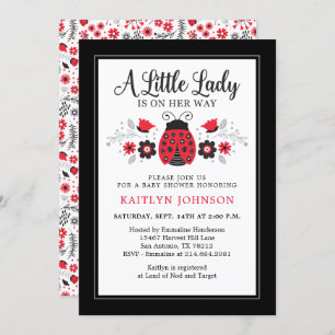 Cute Little Lady Ladybug Baby Shower Invitation