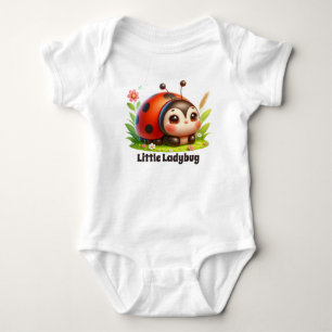 Cute little ladybug add text girls baby bodysuit
