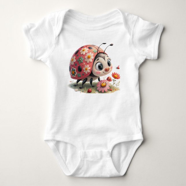 Cute Little Ladybug Baby Bodysuit - Sweet Nature I (Front)