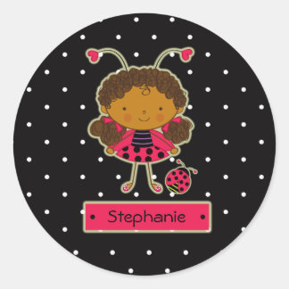 Cute little ladybug girl personalised sticker