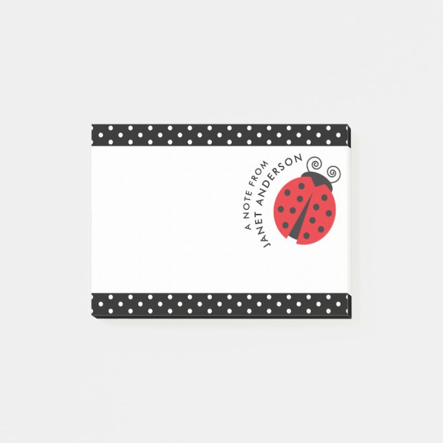 Cute Little Ladybug Polka Dot Retro Notes (Front)
