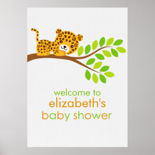 Cute Little Leopard Girl Baby Shower Poster