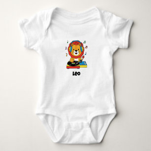 Cute Little Lion DJ Music   Personalised Baby Bodysuit