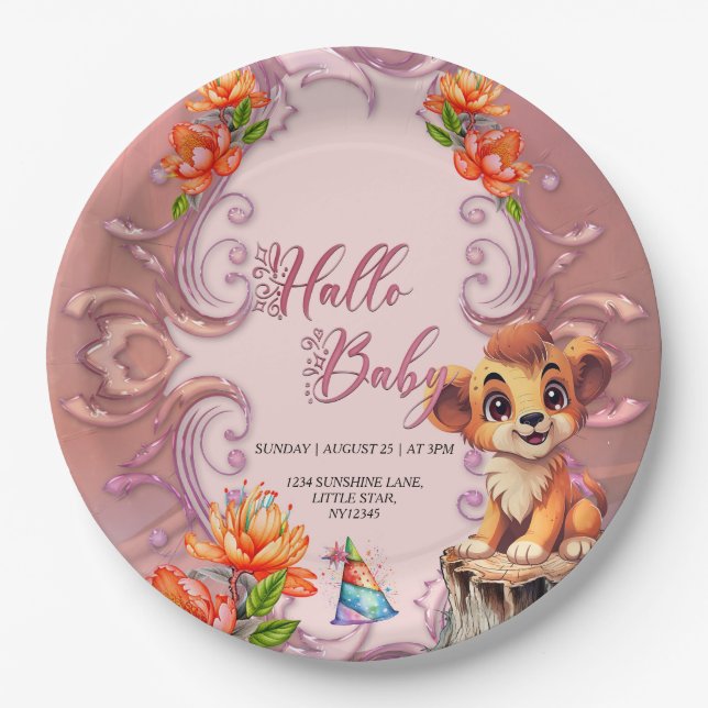Cute little lion  paper plate (Front)