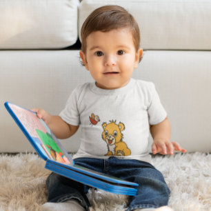 cute little lion with bird baby T-Shirt
