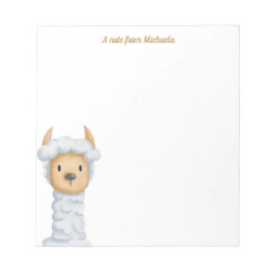 Cute little llama illustrated personalised notepad