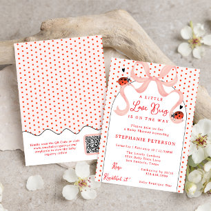 Cute Little Love Bug Ladybug QR Code Baby Shower Invitation