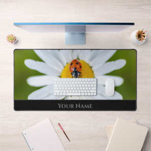 Cute little lucky ladybug for a positive mindset desk mat