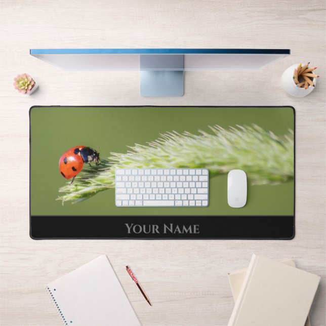 Cute little lucky ladybug for a positive mindset desk mat (Office 1)