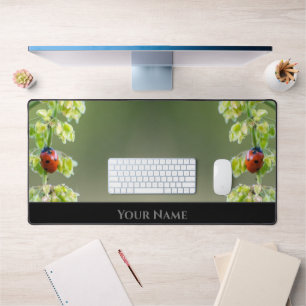 Cute little lucky ladybugs for a positive mindset desk mat