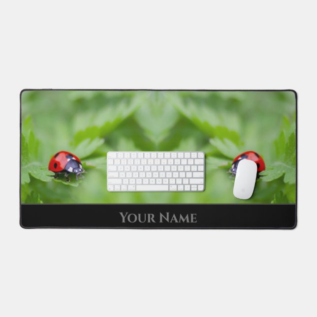 Cute little lucky ladybugs for a positive mindset desk mat (Keyboard & Mouse)