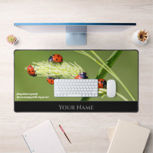 Cute little lucky ladybugs for positive mindset desk mat