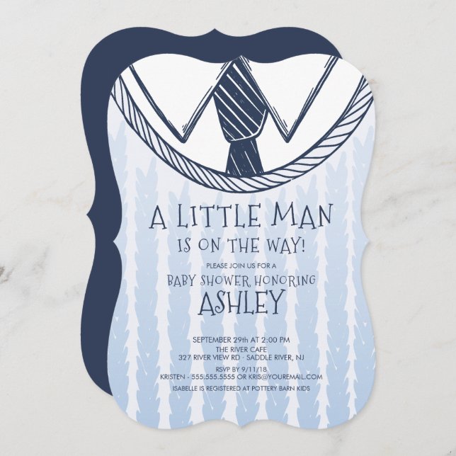 Cute Little Man Baby Shower Invitation (Front/Back)