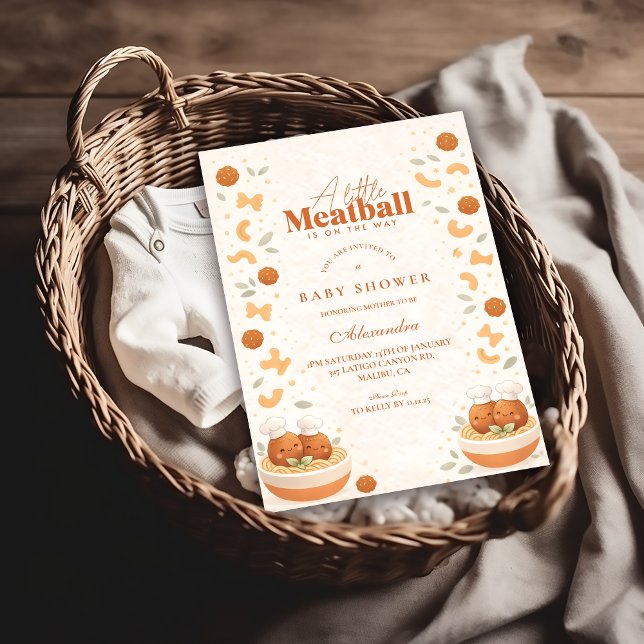 Cute Little Meatball Baby Shower Invitation (Creator Uploaded)