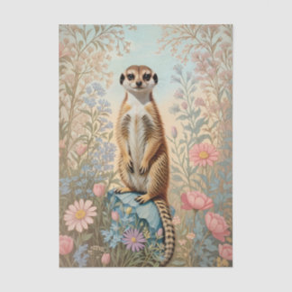Cute Little Meerkat Pastel Floral Tissue Paper