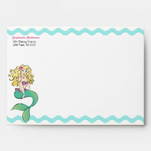 Cute Little Mermaid and Sea Creature Envelope