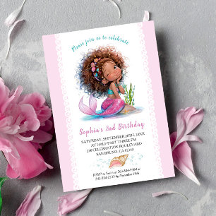 Cute Little Mermaid Birthday Party Invitation