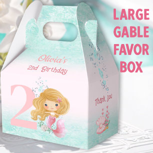 Cute Little Mermaid Blonde Hair Pink Large Gable Favour Box