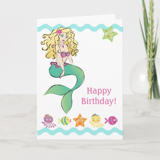 Cute Little Mermaid Card (Front)