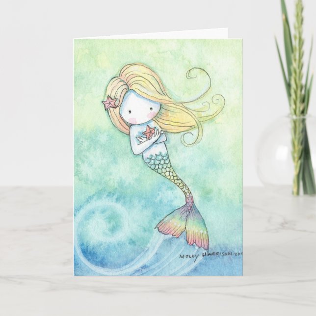 Cute Little Mermaid Card by Molly Harrison (Front)