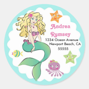 Cute Little Mermaid Classic Round Sticker
