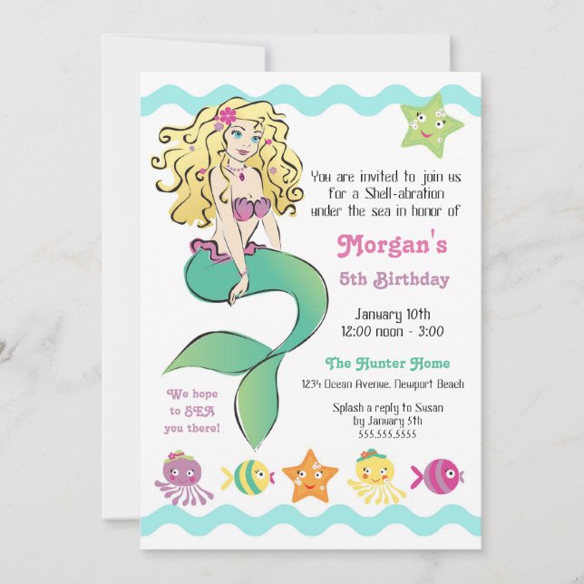 Cute Little Mermaid Invitation (Front)