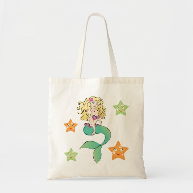 Cute Little Mermaid Tote Bag (Front)