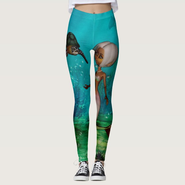 Cute little mermaid with turtle leggings (Front)
