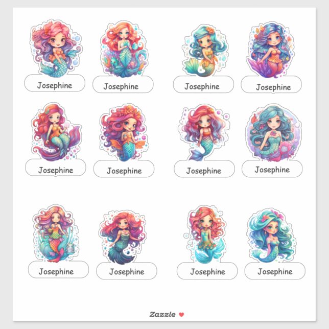 Cute Little Mermaids with Child's Name Below  (Sheet)