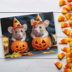 Cute little  Mice Halloween Pumpkins Postcard