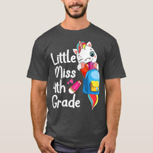 Cute Little Miss 4th Grade Unicorn Back to School  T-Shirt