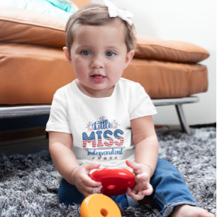 Cute Little Miss Independence 4th July Baby T-Shirt