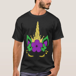 Cute Little Miss Mardi Gras Unicorn Face Girls Kid T-Shirt