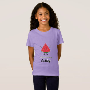 Cute Little Miss Watermelon Sticker Style Kids T-S T-Shirt