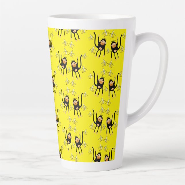 Cute Little Monkey And Bananas Latte Mug (Right)
