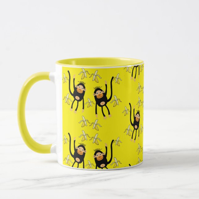 Cute Little Monkey And Bananas Mug (Left)