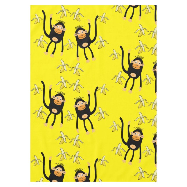 Cute Little Monkey And Bananas Tablecloth (Front)