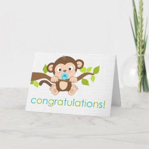 Cute Little Monkey Boy Greeting Card