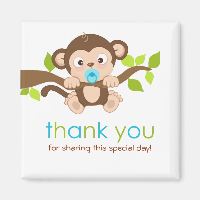 Cute Little Monkey Boy Thank You Magnet (Front)