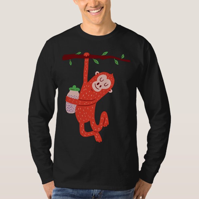 Cute Little Monkey Design T-Shirt (Front)