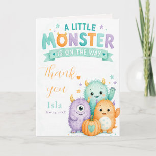 Cute Little Monster Baby Shower Halloween Thank You Card