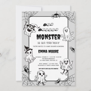 Cute Little Monster Baby Shower Illustration Invitation