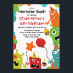 CUTE Little Monster Bash Birthday Party Invitation<br><div class="desc">Start your party off right with our adorable little Monster Bash Birthday Party invitation featuring the cutest little party monsters wearing party hats and holding a cupcake.  Perfect for a 1st birthday or any birthday...  just change the birthday.  Fully customisable by you with your information. ©Babystar Design</div>