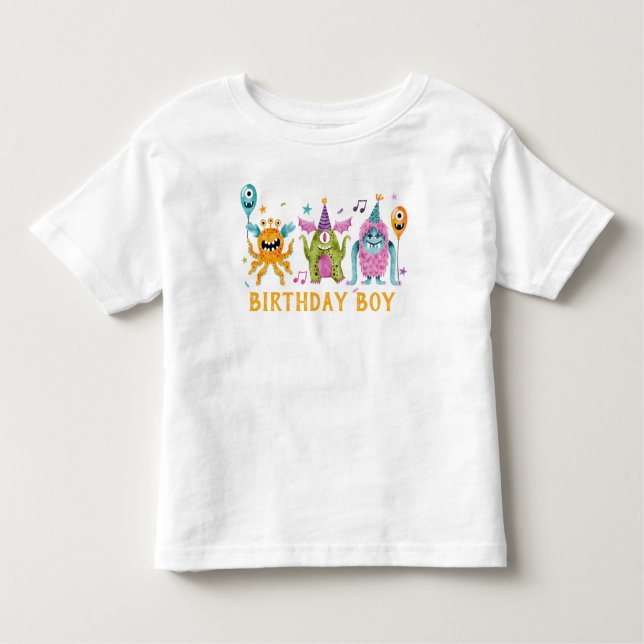 Cute Little Monster Birthday Boy Toddler T-Shirt (Front)
