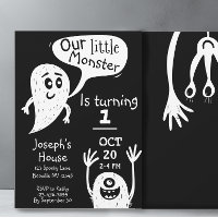 Cute Little Monster Boys First Birthday Invitatio