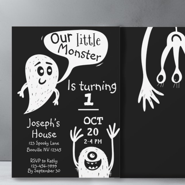 Cute Little Monster Boys First Birthday  Invitatio Invitation (Creator Uploaded)