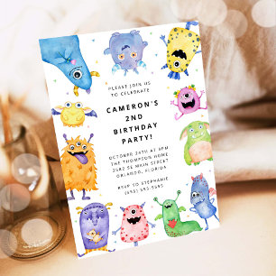 Cute Little Monster Kids Birthday Invitation